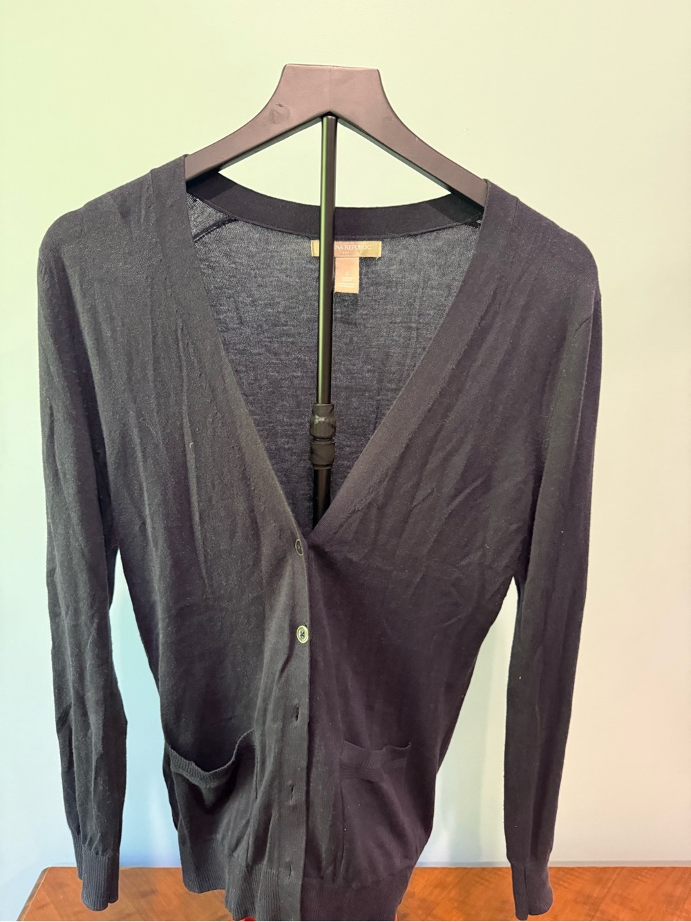 Lightweight Navy Button-Front Cardigan